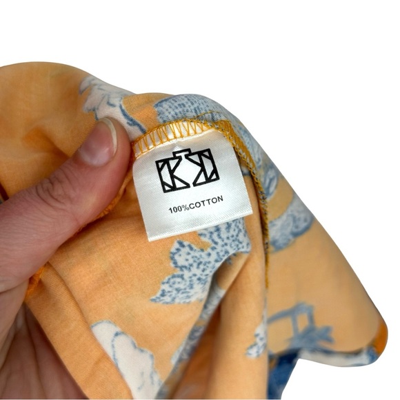 Katie Kime Houston Toile Midi Length Lounge Robe Orange L/XL - Picture 7 of 8